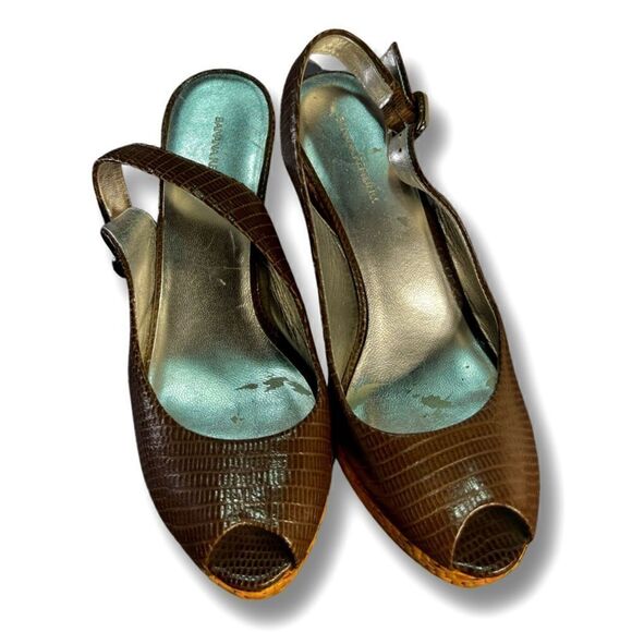 Banana Republic - Brown Reptile Leather - Sling Back Sandals. - Picture 2 of 6